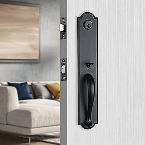 HISAFE Single Cylinder Keyed Handle Set for Front Door or Office Door, Reversible for Right and Left Handed, Oil Rubbed Bronze Heavy Duty Exterior Door knob Handle Cover