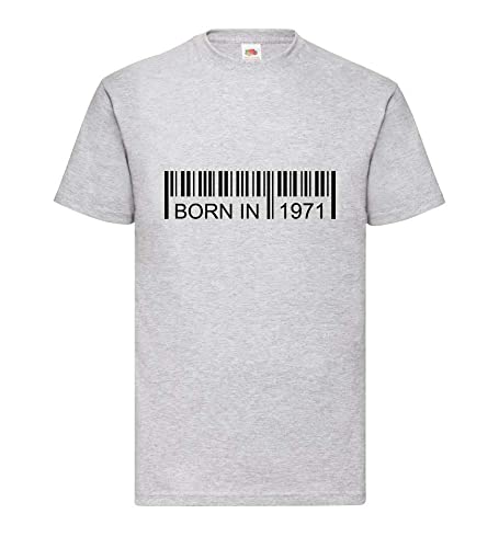 T-shirt 1971 homme XXXL gris : le cadeau d'anniversaire original avec code-barres