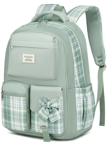 Image of School Backpack for Teens, Girls Backpack for Middle High School Big Sthdent Cute Bookbag for Women Aesthetic School Bag (Green)