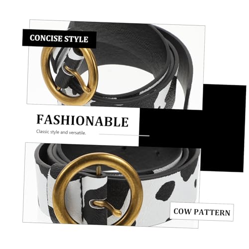 Fashion Women Waist Strap Imitation Leather Cow Print Belt Ethnic Style Lightweight Dress Accessory for Jeans and Trousers4