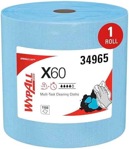 Wypall X60 Reusable Cloths (34965), Blue, Jumbo Roll, 1100 Sheets/Roll, 1 Roll/Case