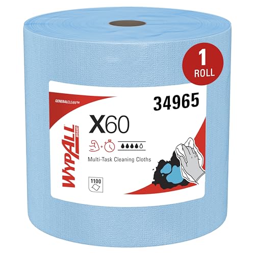 WypAll GeneralClean X60 Cloths Multi-Task Cleaning Wipes, Jumbo (34965), Strong and Absorbent Towels, Blue (1 Roll of 1,100 Sheets, 1,100 Sheet Total)