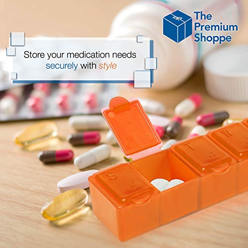 Usa Merchant - 7 Day Pill Box Small With Snap Close Lids - Weekly Pill Organizer 4 Times A Day Or 28 Day Dispenser - Comes With 4 Separate 7 Day Pill Containers For Vitamins, Supplements, And Medicine #TOP4