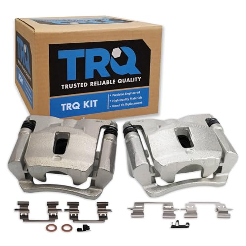 Image of TRQ Rear Driver and Passenger Side Brake Caliper Set Caliper Brackets Hardware Compatible with 15-19 Chevrolet Colorado 15-19 GMC Canyon