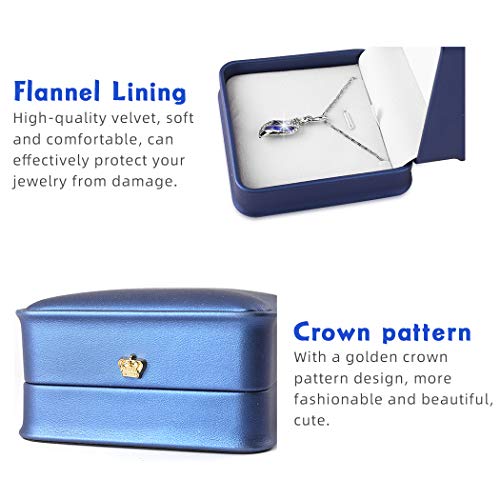 Isuperb Set Of 2 Necklace Pendant Box Chain Bracelet Gift Box Pu Leather Jewelry Display Storage Case For Wedding Christmas Engagement Proposal #TOP2