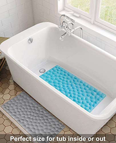 Bligli Bath Tub Shower Mat, 16X31.5 Inch Standard Non-Slip Bathtub Mats With Strong Suction Cups, Soft Rubber Anti-Slip Bathroom Floor Mat, Machine Washable, Comfort On Feet, 100% Bpa Free (Grey) #TOP4