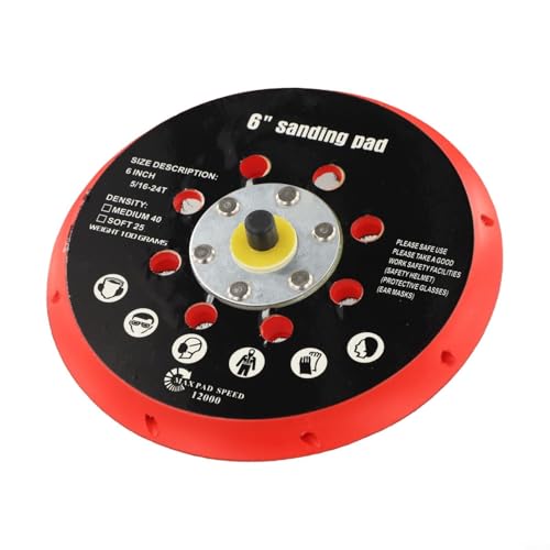 Image of 6 Inch 150mm Sanding Backing Pad with 17 Holes for Orbital Sander| 5/16-24 Thread| High-Speed Polishing Disc up to 12000 RPM| Plastic Grinding Tool(1pc)