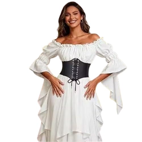 shine style Faux Leather Steampunk Sexy Underbust Waist Belt Corset Women's Lace-Up Corset Elastic Waist Belt-picture-25