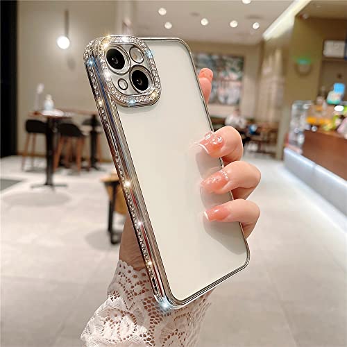 Coque diamant antichoc pour iPhone 13 silicone souple argent