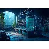 8x6ft Vintage Chemistry Lab Backdrop Magic School Laboratory Old Books Spooky Witch's Room Photography Background for Halloween Party Decorations Mad Scientist Lab Party Decor Photo Props