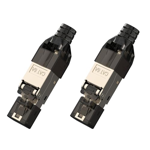 songyea Lot de 2 fiches RJ45, fiche réseau Cat7, fiche réseau Cat6A, sans outil, outil réseau, blindé, 10 Gbps, 600 MHz