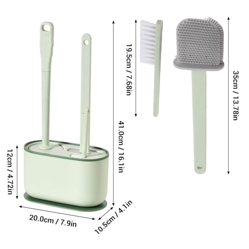 Image of Plastic Toilet Brush Set, Strawberry Green, Bathroom Accessories, Includes 2 Toilet Brushes & Holder