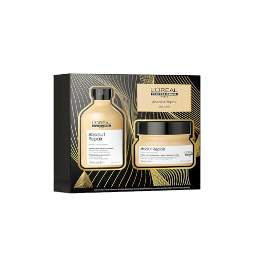 L’Oréal Professionnel Kit Absolut Repair - Shampoo para reparação de danos 300ml + Máscara de tratamento reparadora 250g, Proporciona Brilho, maciez e hidratação aos fios, Para Cabelos Danificados