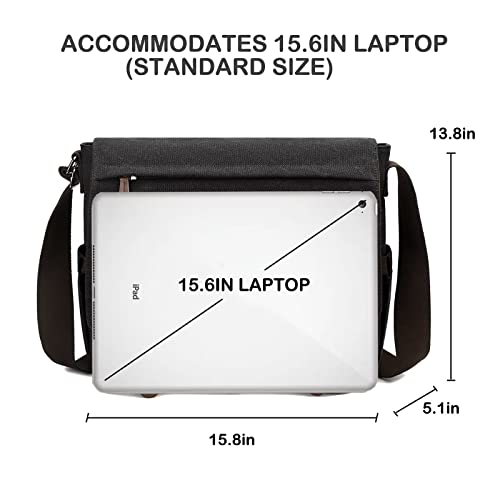 Messenger Bag Sunborls Mens Retro Satchel 15.6Inch Black Canvas Laptop Bags Adjustable Shoulder Strap Applicable To, Working People, Business Trips, College Students, Travel,Mens Messenger Bag （Black） #TOP4