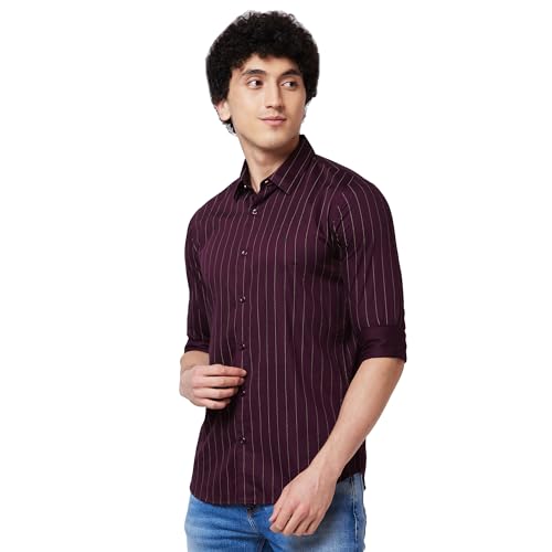 Image of Spykar Men's Regular Fit N /A Full Sleeve Striped Casual Shirts