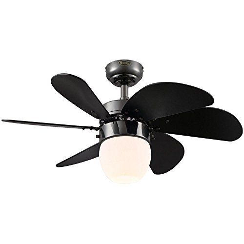 Westinghouse 7226100 Turbo Swirl CFL Single-Light 30-Inch Six-Blade Indoor Ceiling Fan, Gun Metal with Opal Frosted Glass