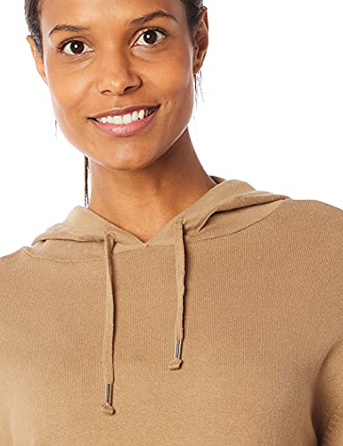 Blusão Feminino Com Capuz Em Tricot Com Algodão, Marrom, XG