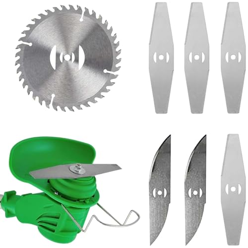 FIQLUL 7 Pezzi Lame per Decespugliatore a Batteria, Kit Lama Tagliaerba Universale 15cm in Metallo, Ricambi per Decespugliatore con Lama a Disco e Lame a S per Erba Alta e Rovi, Foro 5mm