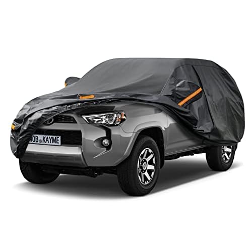 Kayme SUV Car Cover Custom Fit for Volkswagen VW Tiguan Allspace, BMW X1, Kia Sportage Windproof Upgraded & 100% Waterproof. All-Weather Full Exterior Cover Rain Sun Protector with Towel.