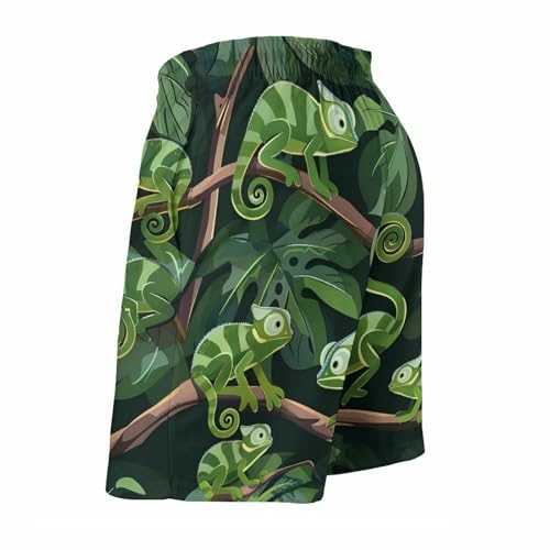 Cute Chameleon Men's Swim Trunks Breathable Bathing Suit Swimming Board Shorts Hawaiian Beach Swimwear3