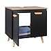 EUGAD Mueble de Baño Armario Bajo Lavabo Mueble para Debajo de Lavabo Mueble Lavabo de Baño Almacenamiento con 2 Puertas 60x40x60.5cm Negro/Roble 0137WY