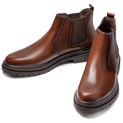 Image of OKKO Mens Chelsea Boots Genuine Leather Dress Boots for Men Classic Stylish Casual Slip On Ankle Boot for Men