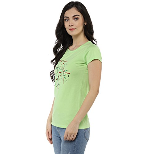 Image of Modeve Women Printed Cotton Blend Half Sleeve Round Neck T-Shirt for Summer