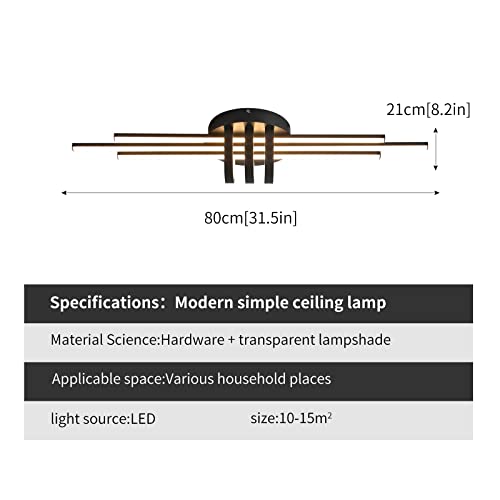 Garwarm Dimmable Ceiling Lighting Fixture, 40W Semi Flush Mount Modern Led Ceiling Lights, Industrial Geometric Linear Black Chandelier For Dining Living Room Kitchen With Remote Control #TOP5