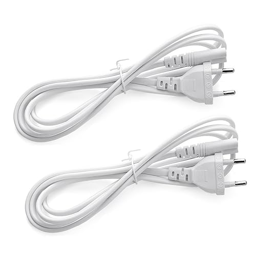 Leloco 2 Stück Stromkabel 2 polig 1,5M Strom Kabel, Netzkabel 2 polig Eurostecker Euro Stecker auf C7 Buchse Euro-Netzkabel Kleingerätekabel TV Blu-Ray Haushaltsgeräte Netzteile（Weiß）