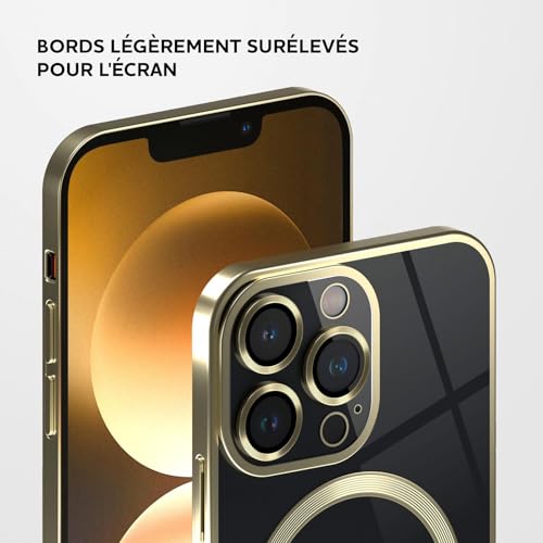 Coque de protection iPhone 13 Pro transparente avec finitions premium or MagSafe
