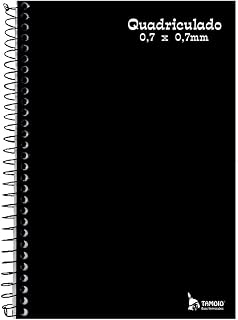 Caderno Quadriculado, Tamoio, Universitário, 7x7 mm, Espiral, Capa Dura, Preto, 96 Folhas
