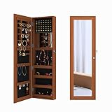 YABEY Wall mount and over the door jewelry cabinet mirrored furniture jewelry box mirror cabinet box