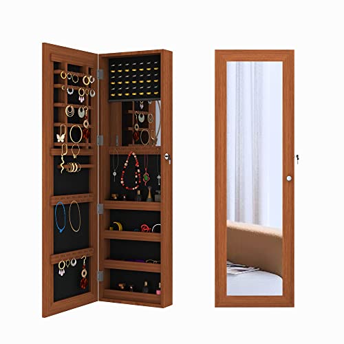 Yabey Wall Mount And Over The Door Jewelry Cabinet Mirrored Furniture Jewelry Box Mirror Cabinet Boxes For Jewelry Length(Inch)14.57Width(Inch)3.74Height(Inch)47.24Weight(Pound)24.25 #TOP22