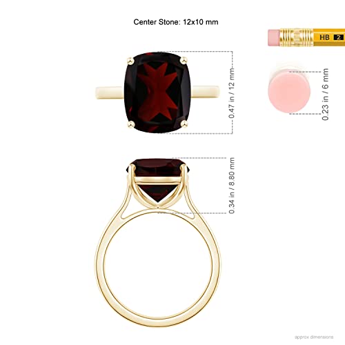 Angara Natural Garnet Solitaire Ring For Women, Girls In 14K Yellow Gold (Grade-A | Size-12X10Mm) | January Birthstone Jewelry Gift For Her | Birthday | Wedding | Anniversary | Engagement #TOP4