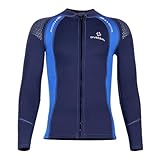 Fabriqué à partir d'un mélange de néoprène et de nylon, le haut de la combinaison est extensible et durable, offrant flexibilité et utilisation durable