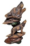 Wolf Decor Carved Wood Look Figurine Bust, 9-inches