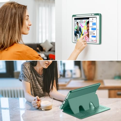 VIKESI Case for iPad 9th / 8th / 7th Generation 10.2 inch (2021/2020/2019 Released),Multiple Angles Magnetic Stand Cover,Shockproof Back,Pencil Holder,and Auto Sleep/Wake,Forest Green by VIKESI - Image 3