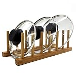 INNERNEED Bamboo Wooden Dish Rack, Vertical Plate & Lid Organizer for Kitchen Cabinet or Countertop, Drying Stand for Dishes, Cutting Boards - Image 4
