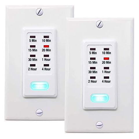 Light Timer Switch 5-10-15-20-30 Minute 1-2-4 Hour Heavy Duty Countdown Wall Timer Automatic Shut Off Programmable Timer Switch Electric Timer for Bathroom Fan, Porch Light, Heater - UL Listed(2 Pack) Cover