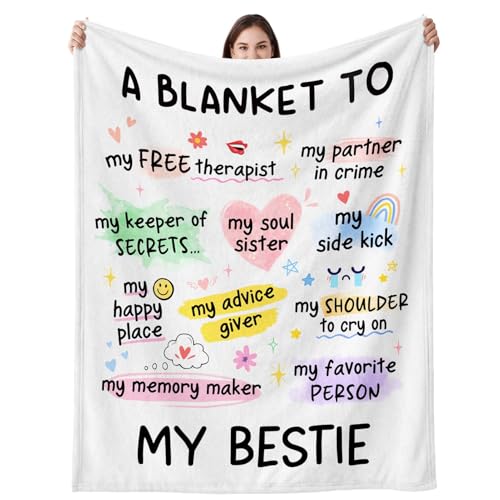 Glydein for Women, Flannel Soft Bestie Blanket Decorations, Bestie Gifts for Women, BFF Bestfriend Soul Sister Present for Female - 50’’ x 60’’