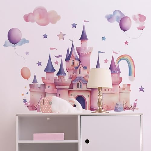 Vinilo Decorativo Castillo Princesa Rosa para Habitaciones Infantiles miniatura 2