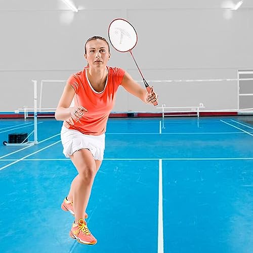 Hipkoo Sports Aluminum Badminton Rackets Combo Set, 2 Wide Body Racquet with Full Cover, 10 Plastic Shuttlecocks and Net, Suitable for Beginner, Lightweight and Sturdy, Red (Set of 2) 9 41oGhhgeaPL