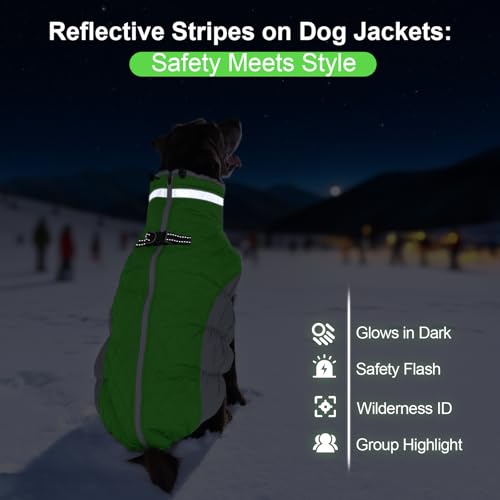 Image of Waterproof Large Dog Coat, Warm Dog Jacket with Harness Built in 3XL