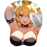 RUFSMAAN 3D Mouse Pad Oppai Mousepad with Soft Gel Wrist Rest Anime Manga Gaming Boob pad Anti-Slip Mouse Mat （ Bowsett 01）