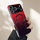 Gradient Glass-Gloss Case Compatible with Magsafe For iPhone 17 Promax, Hybrid Magnetic Tempered Glass Gradient Full Body Slim Mobile Phone Case with Shockproof Airbags(Red,For iPhone 17 ProMax)
