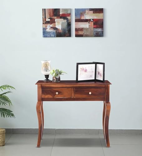 Image of Solid Sheesham Wood Console Table for Living Room Furniture | Hallway Enteryway Console for Home and Office | (Natural Brown Finish-02)
