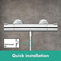 hansgrohe Crometta - Duschset mit Thermostat Ecostat 1001 CL, runder Duschkopf mit Brausestange 90 cm, Duschkopfhalterung und Brauseschlauch 1,60m, Duschbrause mit 2 Strahlarten, Weiß-Chrom, 27813400 – Ansicht 4