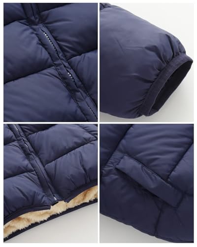 JiAmy Baby Winterjacke Jungen Mädchen Gefüttert Warm Abnehmbarer Kapuzen Steppjacke Kleinkinder Winddicht Outdoor Winter Mantel Oberbekleidung für 4-5 Jahre, Navy Blau