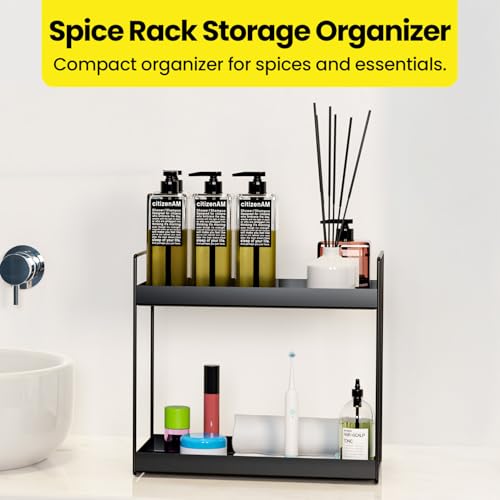 Image of WonderStand NOVA (Black) 2-Tier Countertop Multipurpose Organizer|Tiered Shelf Storage Rack, Counter Top Organiser Storage Shelf for Home Kitchen and Bathroom