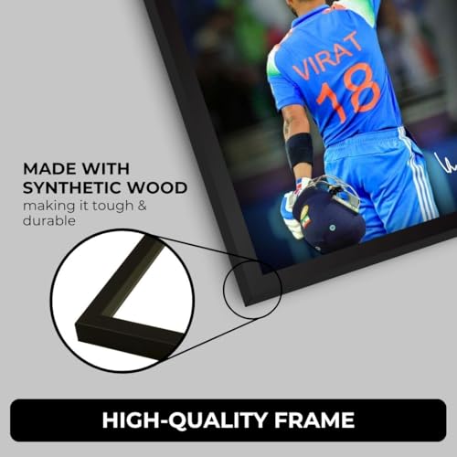 Image of Virat Kohli Pressure is a Privilege Poster | Framed Virat Kohli 18 Wall Art (A4 Sized, 31 x 23 cm) | Pressure is a Privilege Edition | Cricket Legend | Sports Decor for Cricket Fans | Motivational Wall Poster (F 182)